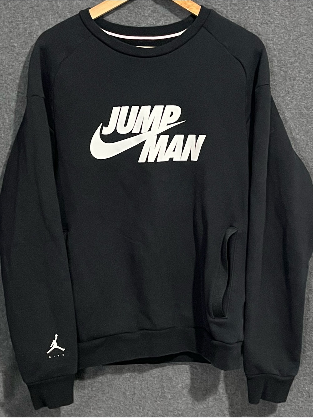 Jordan Black Crewneck Sweatshirt with White Jumpman Logo